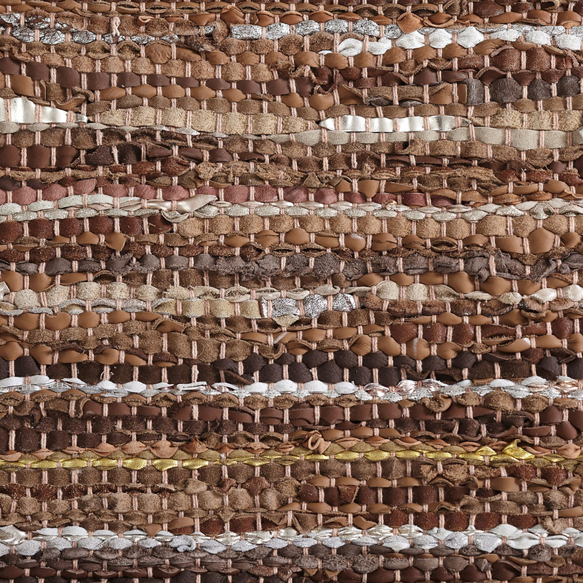 8' X 10' Baked Clay Striped Handmade Leather Area Rug