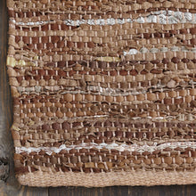 8' X 10' Baked Clay Striped Handmade Leather Area Rug