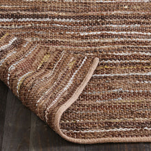 8' X 10' Baked Clay Striped Handmade Leather Area Rug