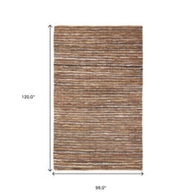 8' X 10' Baked Clay Striped Handmade Leather Area Rug
