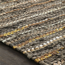 8' X 10' Fossil Striped Handmade Leather Area Rug