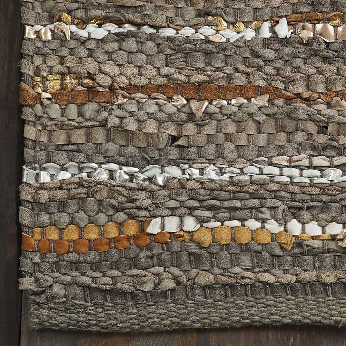 8' X 10' Fossil Striped Handmade Leather Area Rug