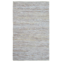 8' X 10' Smoked Grey Striped Handmade Leather Area Rug