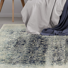 5' X 8' Navy Blue Medallion Stain Resistant Area Rug