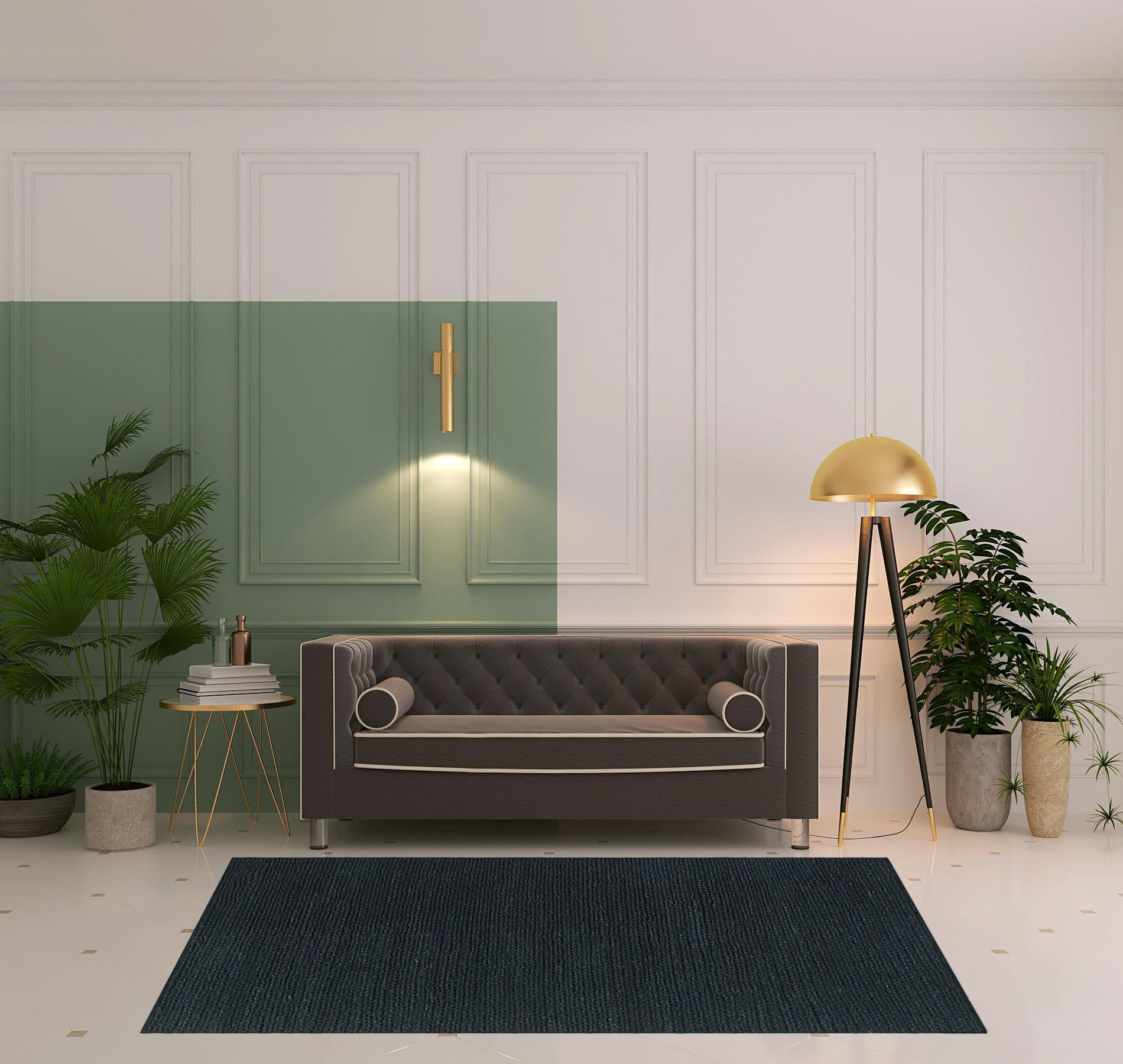 5' X 8' Black Wool Handmade Stain Resistant Area Rug