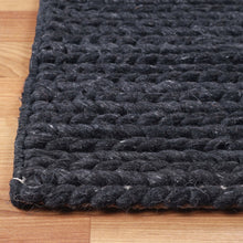 5' X 8' Black Wool Handmade Stain Resistant Area Rug