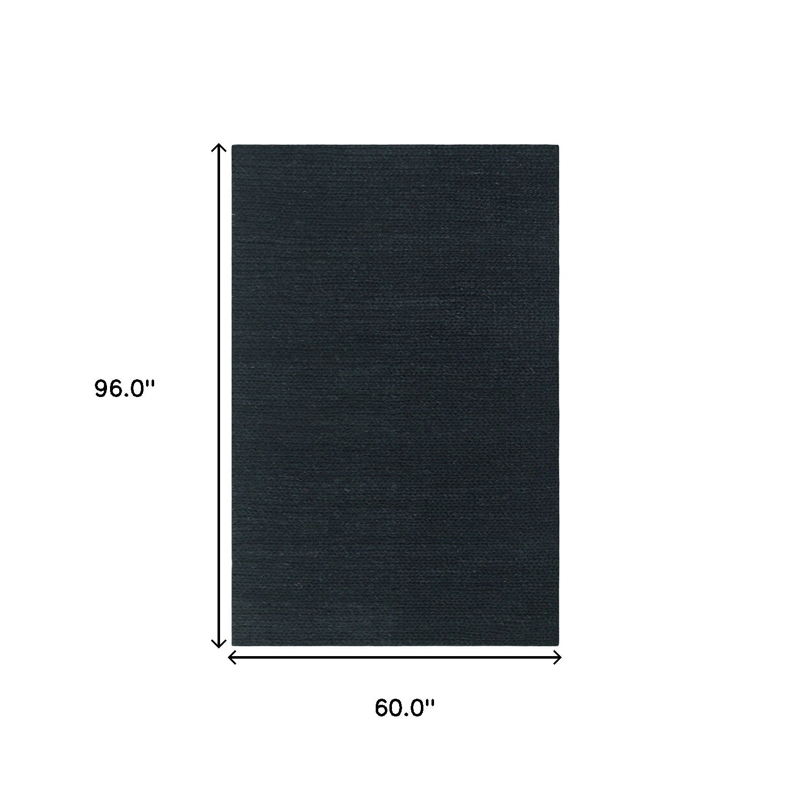 5' X 8' Black Wool Handmade Stain Resistant Area Rug