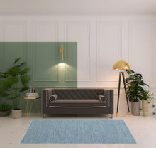 5' X 8' Light Blue Wool Handmade Stain Resistant Area Rug