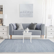 8' X 10' Light Blue Wool Handmade Stain Resistant Area Rug