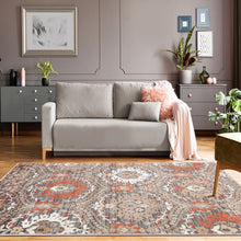 4' X 6' Rust Floral Stain Resistant Area Rug