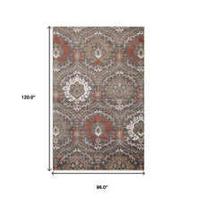 8' X 10' Rust Floral Stain Resistant Area Rug