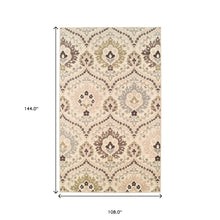 9' X 12' Ivory Floral Power Loom Distressed Stain Resistant Area Rug