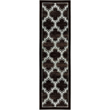 8' Black Geometric Stain Resistant Runner Rug