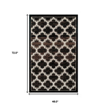 4' X 6' Black Geometric Stain Resistant Area Rug