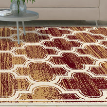 4' X 6' Brick And Gold Geometric Stain Resistant Area Rug