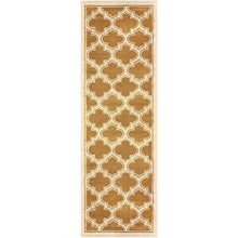 8' Apricot Brown Geometric Stain Resistant Runner Rug