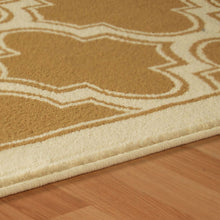 8' Apricot Brown Geometric Stain Resistant Runner Rug