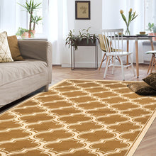 8' X 10' Apricot And Cream Geometric Stain Resistant Area Rug
