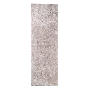 8' Beige Shag Stain Resistant Runner Rug
