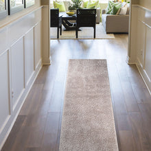 8' Beige Shag Stain Resistant Runner Rug