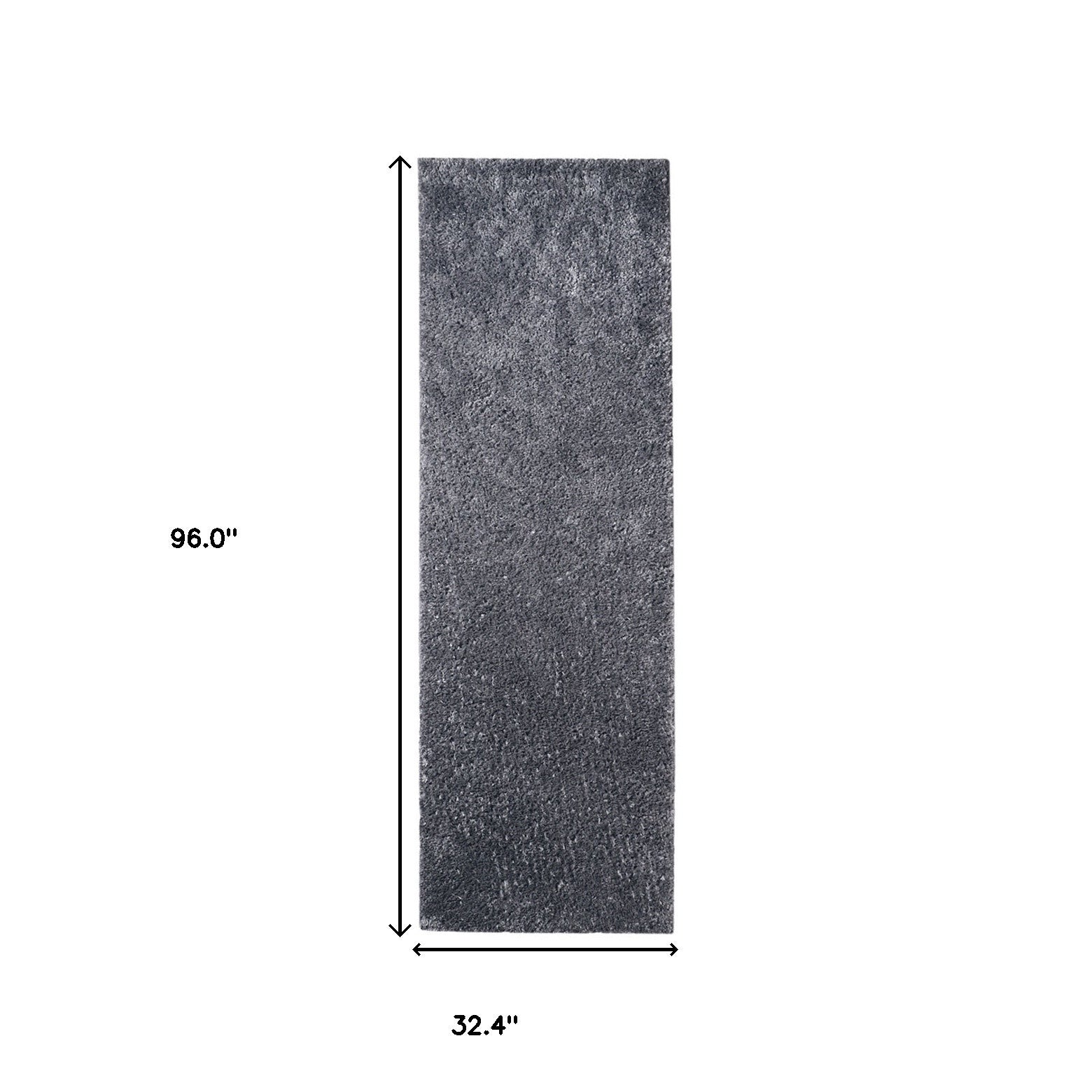 8' Grey Shag Stain Resistant Runner Rug