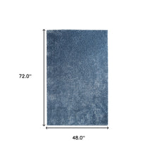 4' X 6' Blue Shag Stain Resistant Area Rug