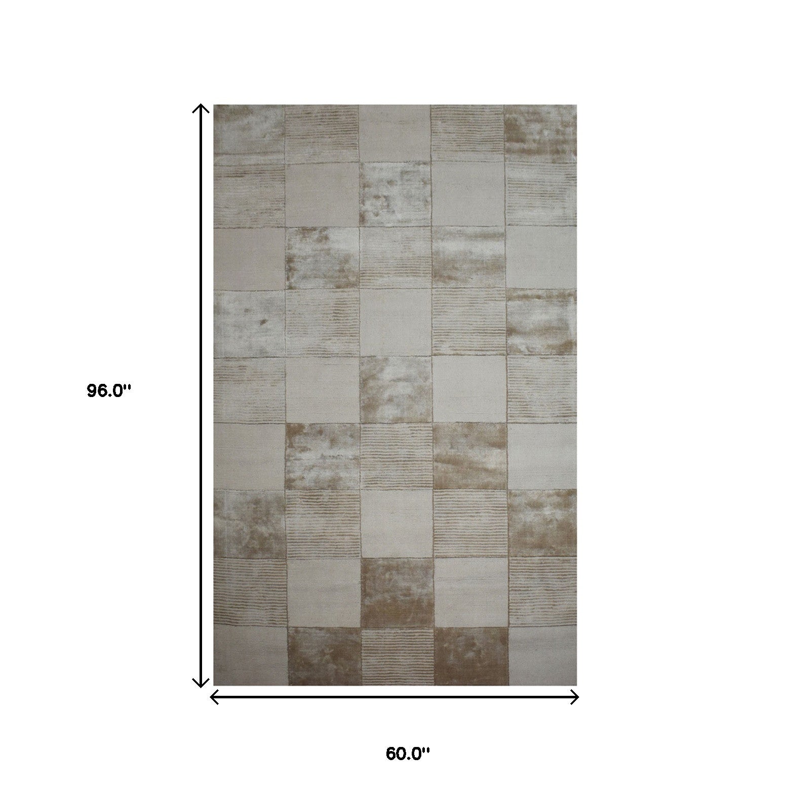 5' X 8' Beige Geometric Hand Woven Stain Resistant Area Rug