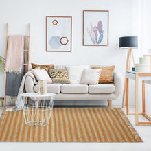 5' X 8' Gold Chevron Hand Woven Stain Resistant Area Rug With Fringe