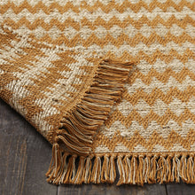 5' X 8' Gold Chevron Hand Woven Stain Resistant Area Rug With Fringe