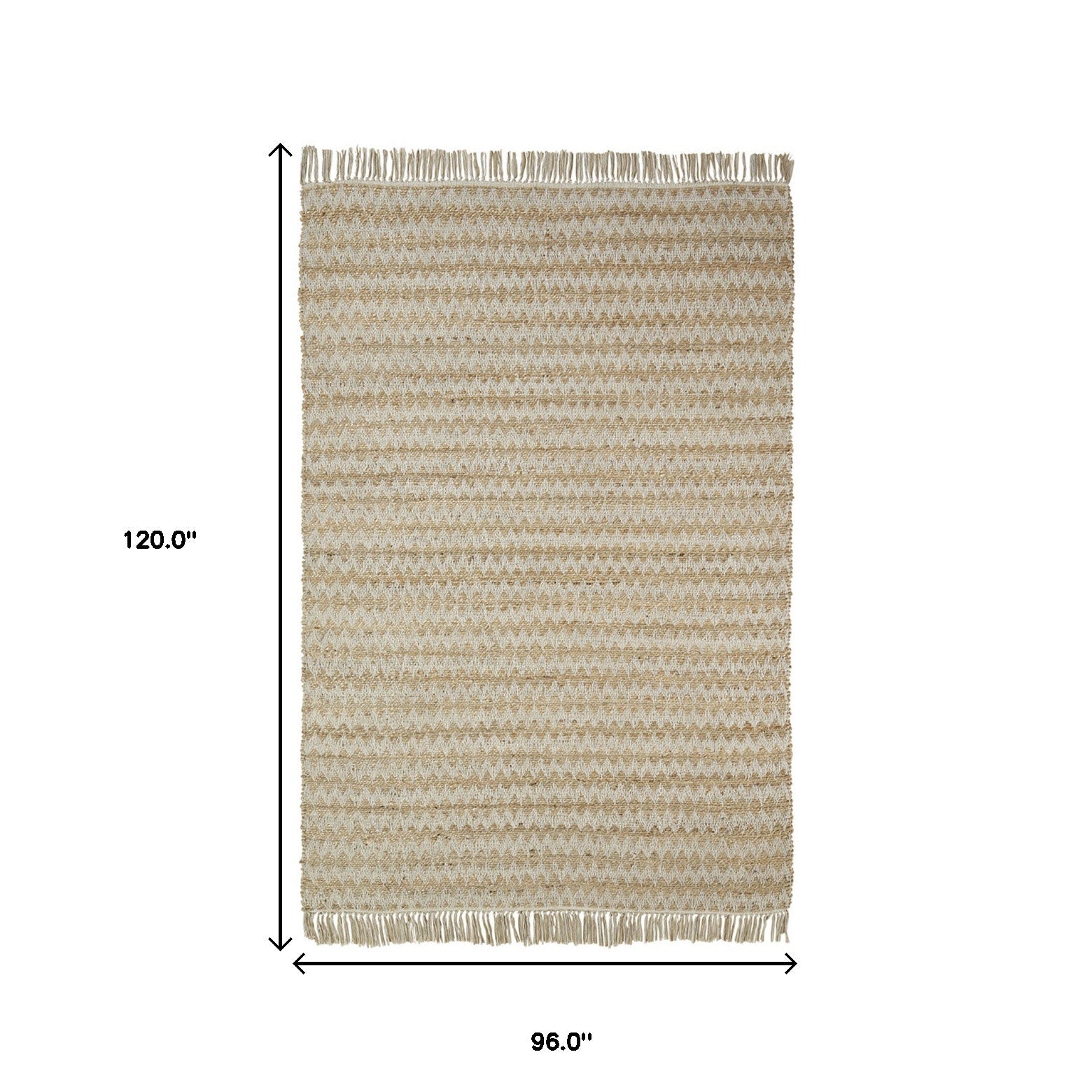 8' X 10' Cream Chevron Handmade Stain Resistant Indoor Outdoor Area Rug