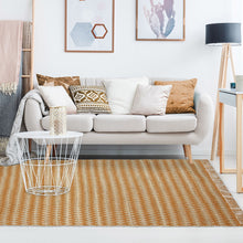 8' X 10' Gold Chevron Hand Woven Stain Resistant Area Rug With Fringe