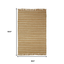 8' X 10' Gold Chevron Hand Woven Stain Resistant Area Rug With Fringe