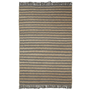 8' X 10' Grey Chevron Hand Woven Stain Resistant Area Rug With Fringe