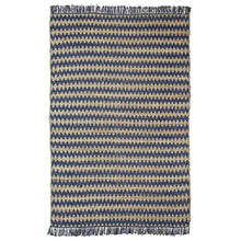 8' X 10' Navy Peony Chevron Hand Woven Stain Resistant Area Rug With Fringe