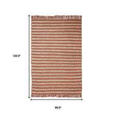 8' X 10' Terracotta Chevron Hand Woven Stain Resistant Area Rug With Fringe