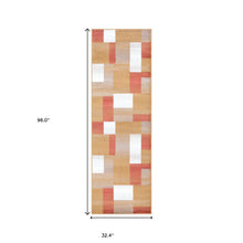 8' Terra Cotta Patchwork Power Loom Stain Resistant Runner Rug