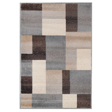 4' X 6' Grey-Brown Patchwork Power Loom Stain Resistant Area Rug