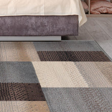 4' X 6' Grey-Brown Patchwork Power Loom Stain Resistant Area Rug