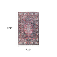 3' X 5' Garnet Red Medallion Stain Resistant Area Rug