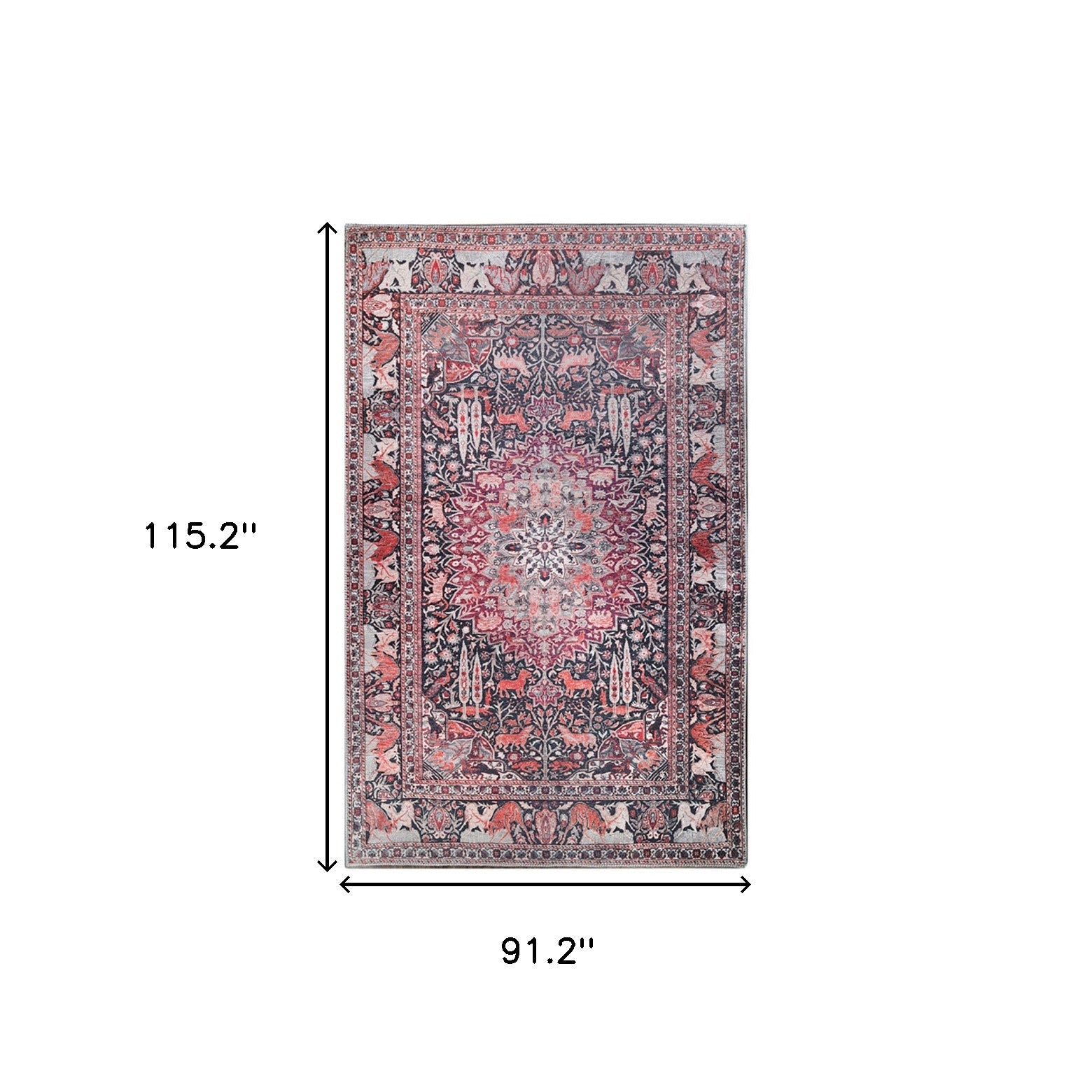 7' X 9' Garnet Red Medallion Stain Resistant Area Rug