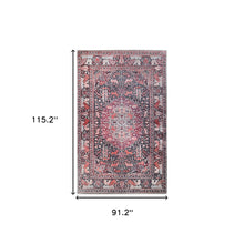 7' X 9' Garnet Red Medallion Stain Resistant Area Rug