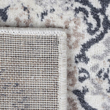 5' X 8' Ivory Geometric Medallion  Stain Resistant Area Rug