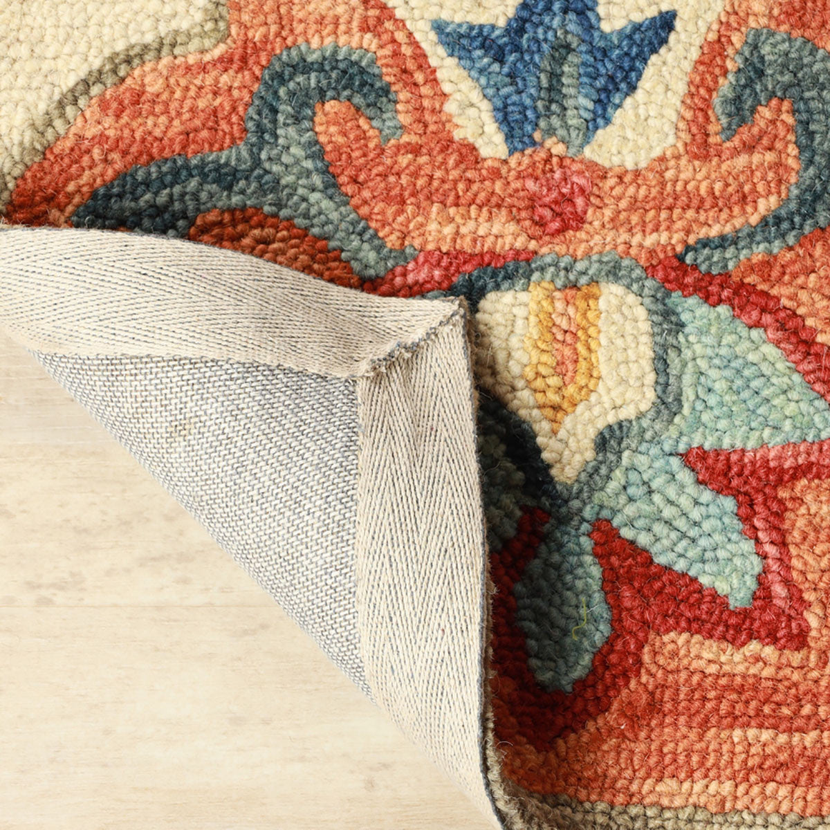 8' X 10' Cream And Rust Wool Geometric Tufted Stain Resistant Area Rug