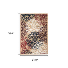 2' X 3' Gold And Gray Medallion Power Loom Stain Resistant Area Rug