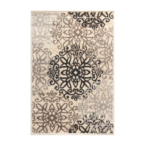 9' X 12' Beige Medallion Power Loom Stain Resistant Area Rug