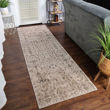 8' Bronze Floral Vines Power Loom Stain Resistant Runner Rug