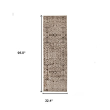 8' Bronze Floral Vines Power Loom Stain Resistant Runner Rug