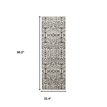 8' Platinum Floral Vines Power Loom Stain Resistant Runner Rug