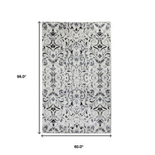5' X 8' Platinum Floral Vines Power Loom Stain Resistant Area Rug