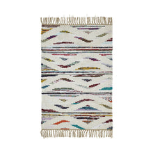 2' x 3' Ivory Orange And Blue Southwestern Area Rug With Fringe